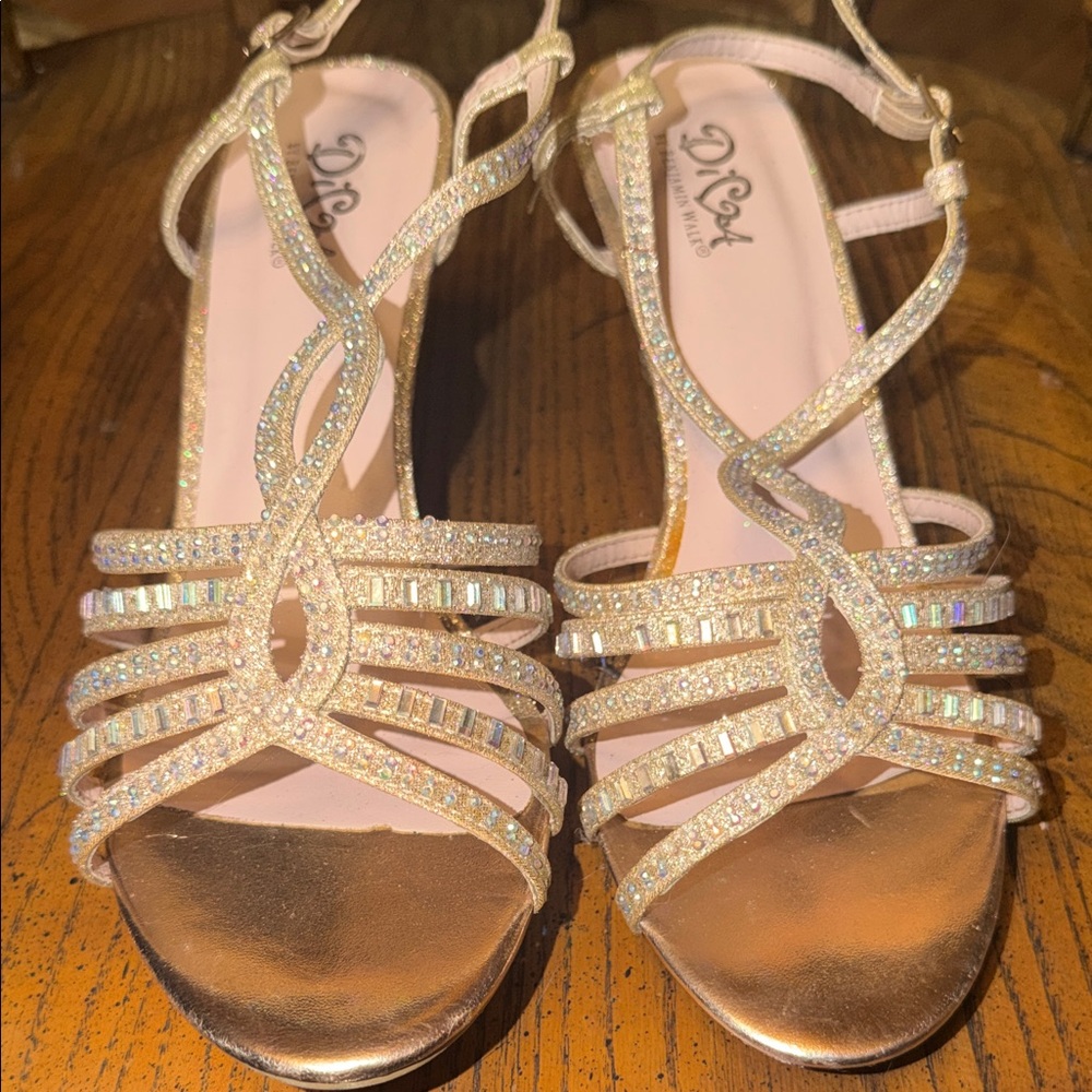 Diva Shimmering Gold Strappy Heels